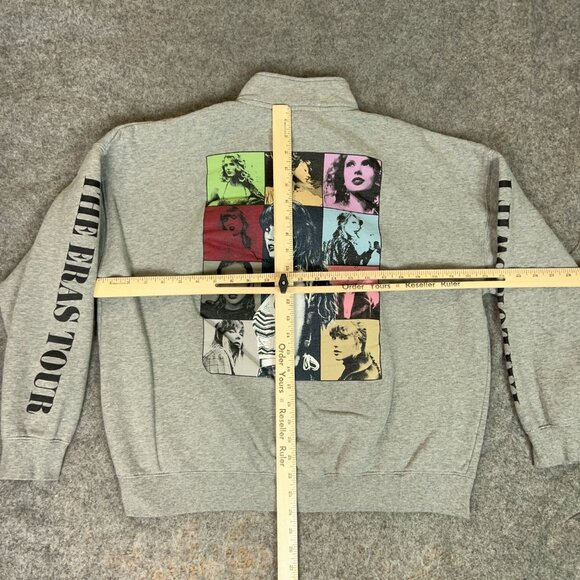 Taylor Swift Mens Pullover Large Gray 1/4 Zip Sweatshirt Eras Tour Merch Top - Picture 9 of 11